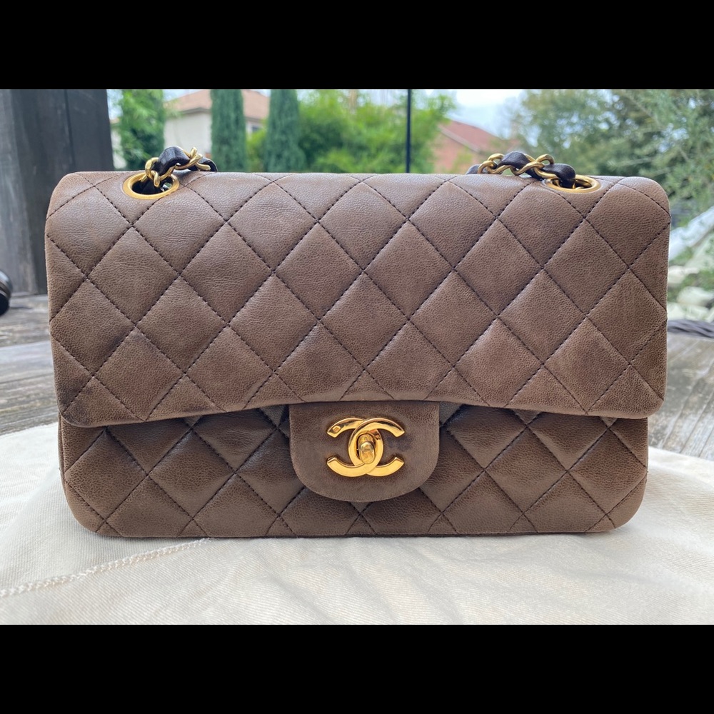 Chanel Quilted Lambskin 9” Double Flap Chain Bag